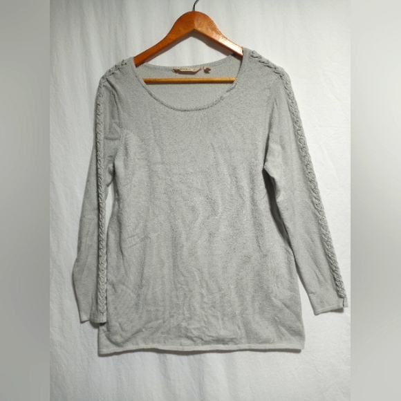 Soft Surroundings Sweaters - Soft Surroundings Cordillera Dove Gray Pearl Braided Sweater Size Medium